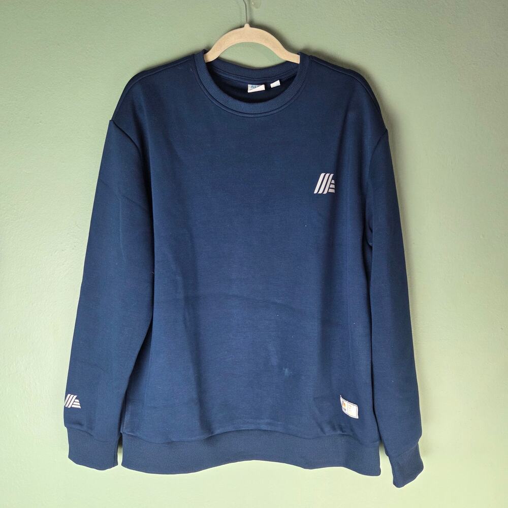 Aldi Gear Unisex Large Navy Blue Pullover Crewneck Sweatshirt Reflective Logo
